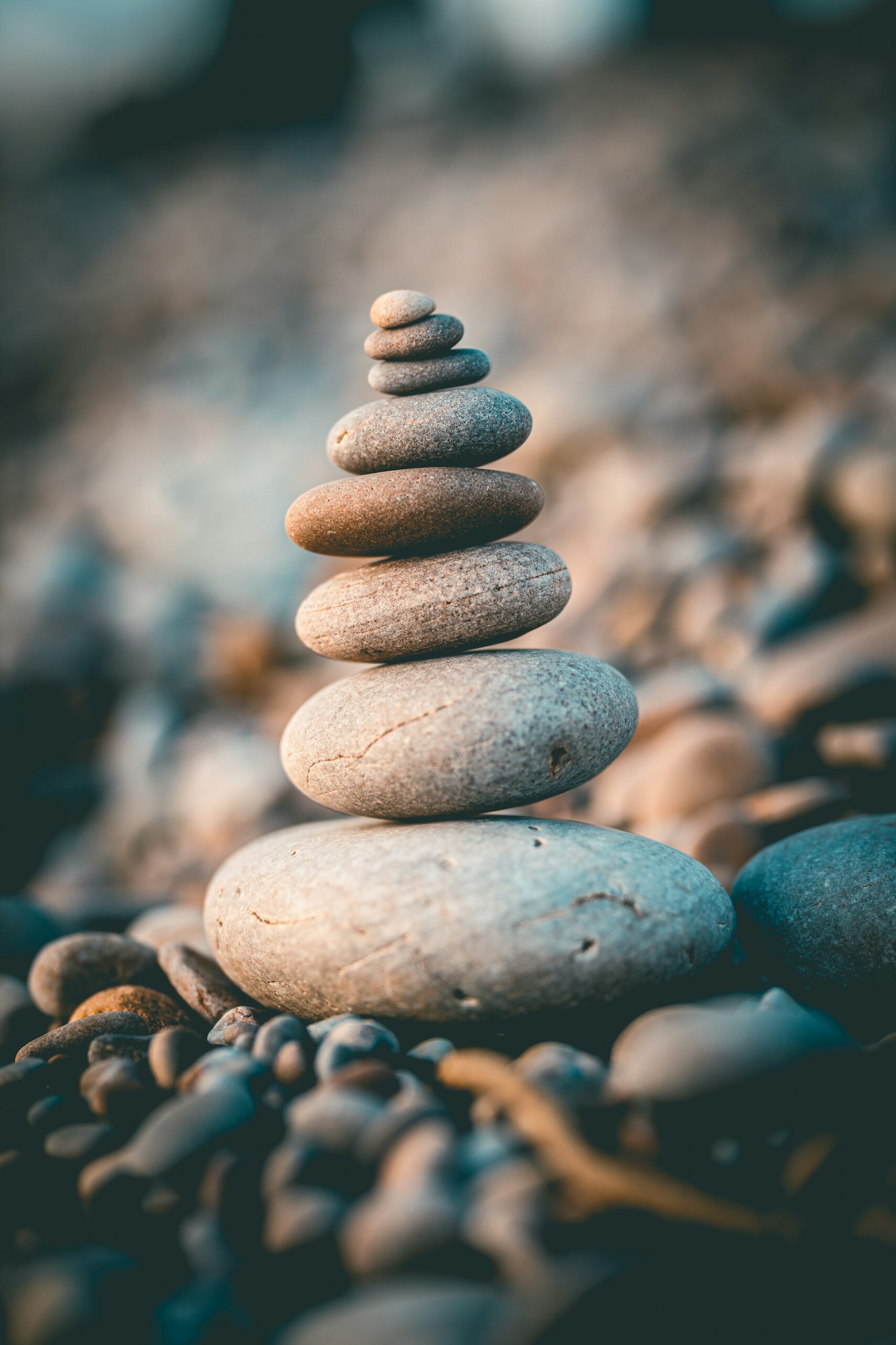 Oval rocks stacked from biggest to smallest